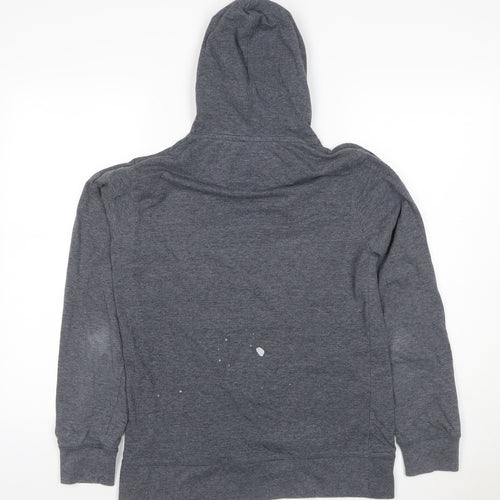 French Connection Men’s Grey L Pullover Hoodie Logo Graphic Pockets