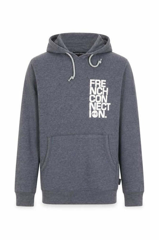 French Connection Men’s Grey L Pullover Hoodie Logo Graphic Pockets