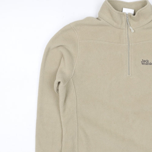 Jack Wolfskin Women’s Beige UK 14 Fleece 1/4 Zip Dog Paw Sweatshirt