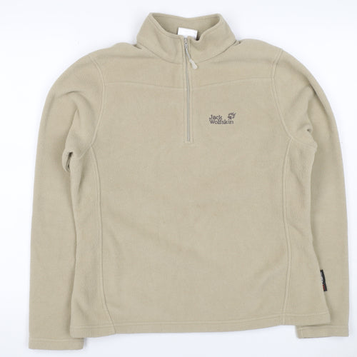 Jack Wolfskin Women’s Beige UK 14 Fleece 1/4 Zip Dog Paw Sweatshirt