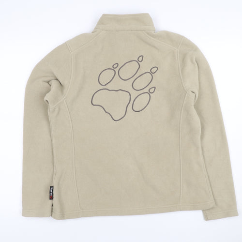 Jack Wolfskin Women’s Beige UK 14 Fleece 1/4 Zip Dog Paw Sweatshirt