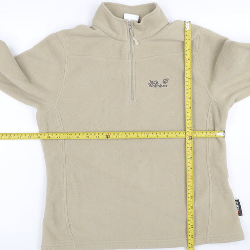 Jack Wolfskin Women’s Beige UK 14 Fleece 1/4 Zip Dog Paw Sweatshirt