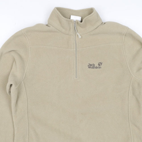 Jack Wolfskin Women’s Beige UK 14 Fleece 1/4 Zip Dog Paw Sweatshirt