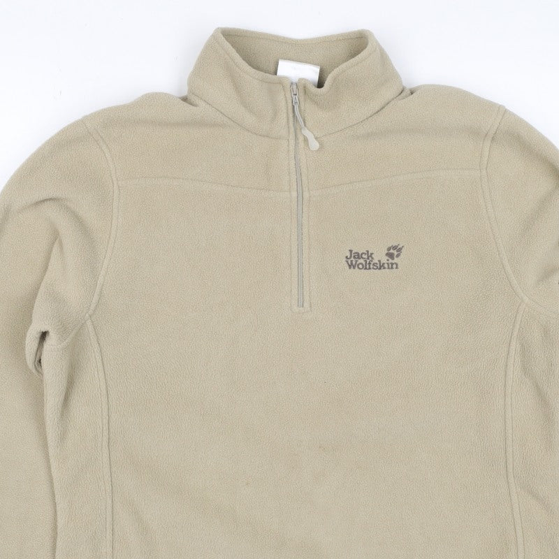 Jack Wolfskin Women’s Beige UK 14 Fleece 1/4 Zip Dog Paw Sweatshirt