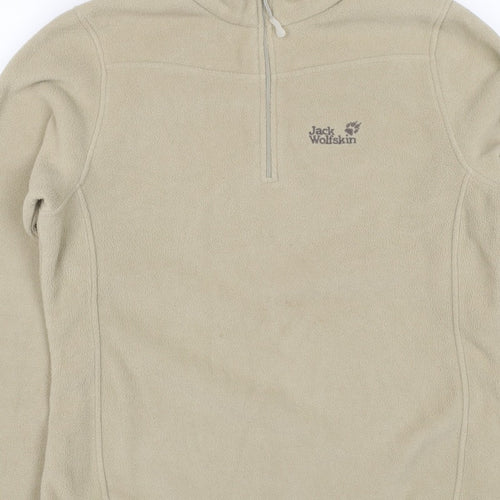Jack Wolfskin Women’s Beige UK 14 Fleece 1/4 Zip Dog Paw Sweatshirt