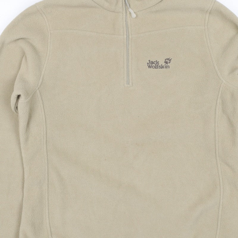 Jack Wolfskin Women’s Beige UK 14 Fleece 1/4 Zip Dog Paw Sweatshirt