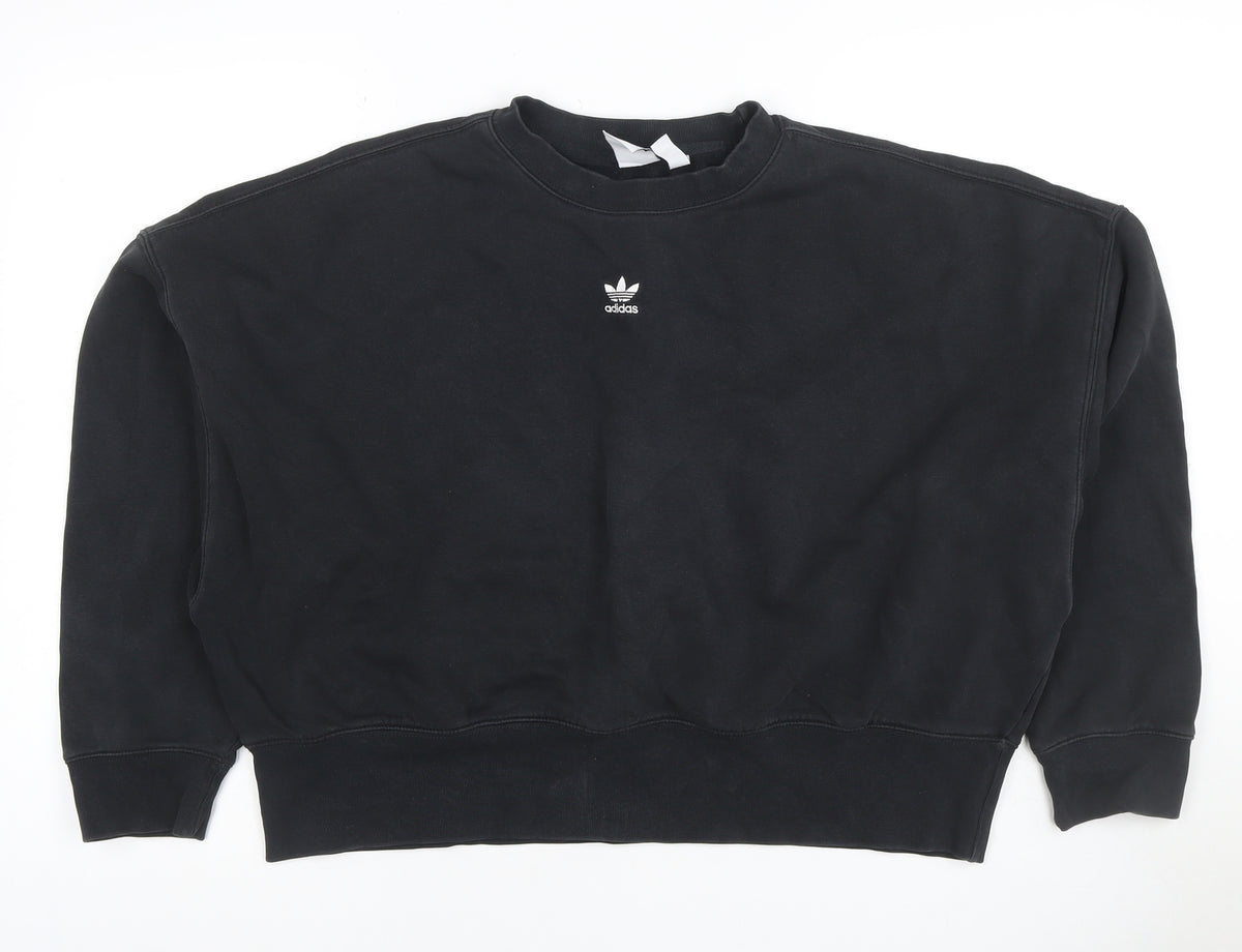 Adidas Women’s Black UK 12 Trefoil Logo Crew Neck Sweatshirt
