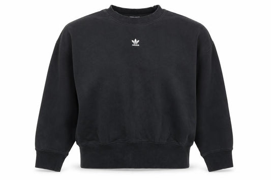 Front view of Adidas Women’s Black UK 12 Trefoil Logo Crew Neck Sweatshirt