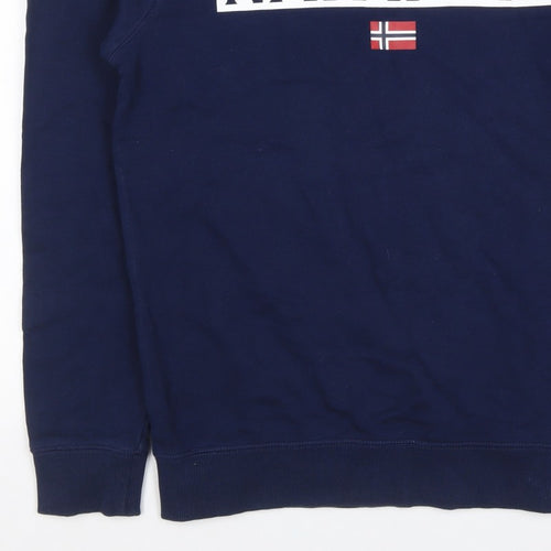 Napapijri Men’s Blue M Logo Flag High Neck Pullover Sweatshirt