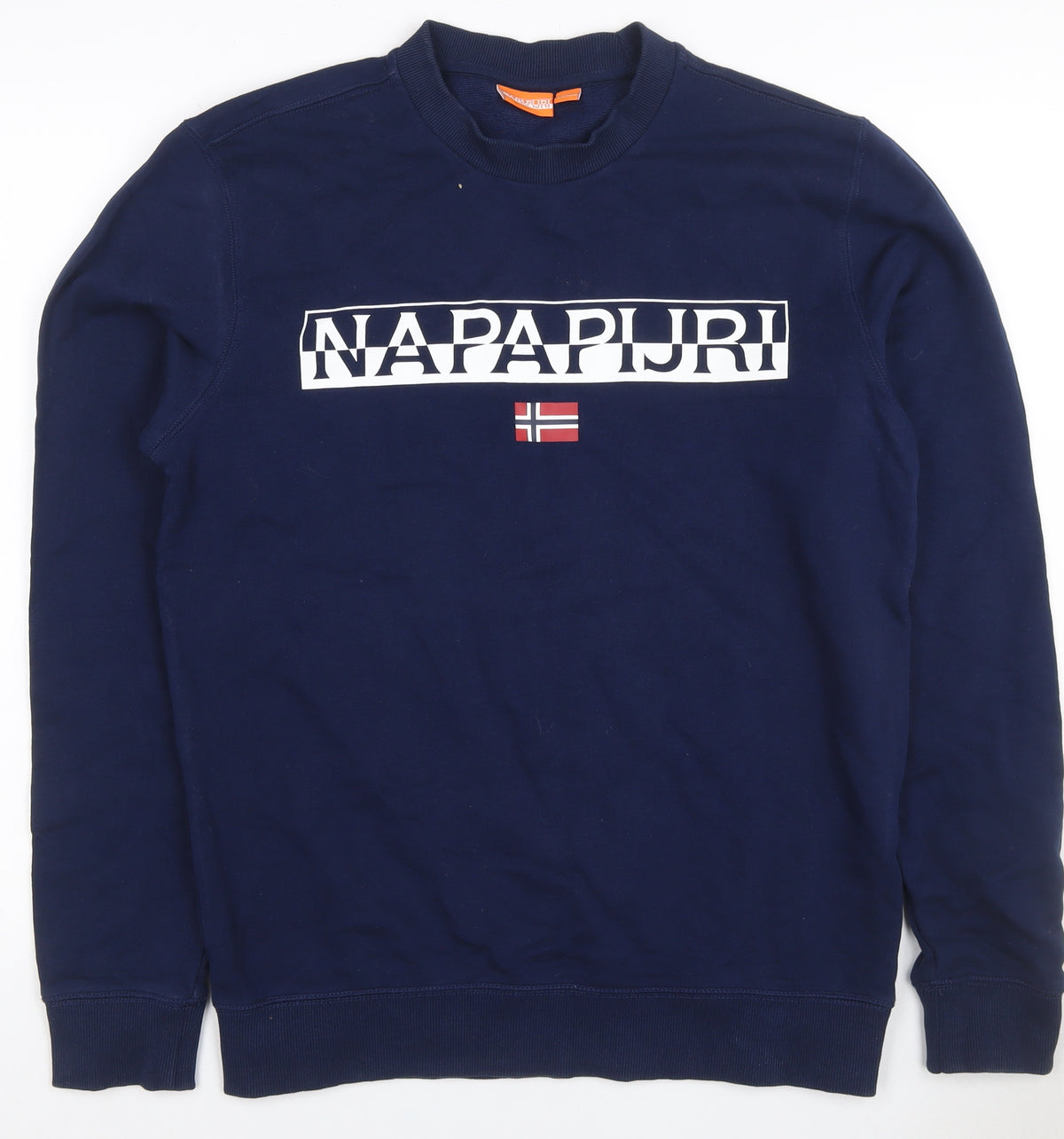 Napapijri Men’s Blue M Logo Flag High Neck Pullover Sweatshirt