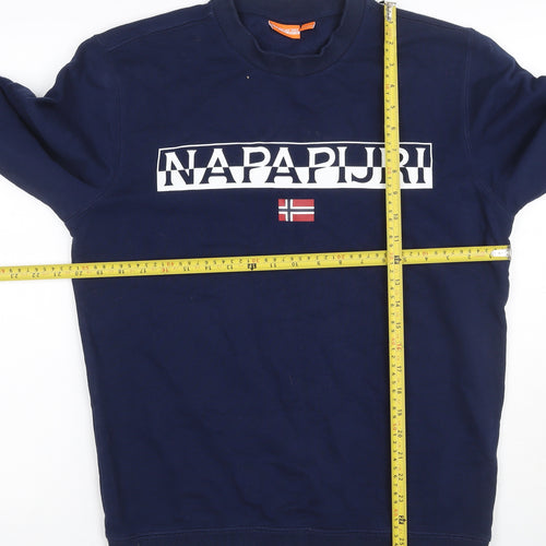 Napapijri Men’s Blue M Logo Flag High Neck Pullover Sweatshirt