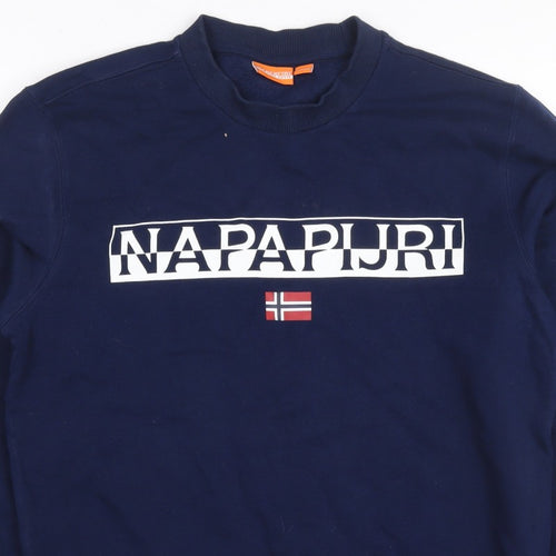 Napapijri Men’s Blue M Logo Flag High Neck Pullover Sweatshirt