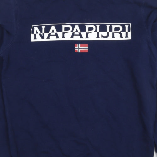 Napapijri Men’s Blue M Logo Flag High Neck Pullover Sweatshirt