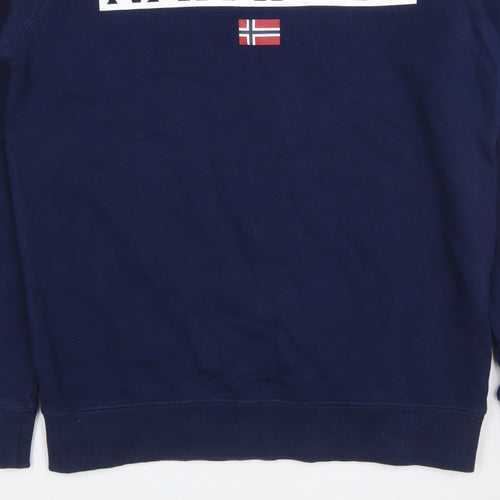 Napapijri Men’s Blue M Logo Flag High Neck Pullover Sweatshirt