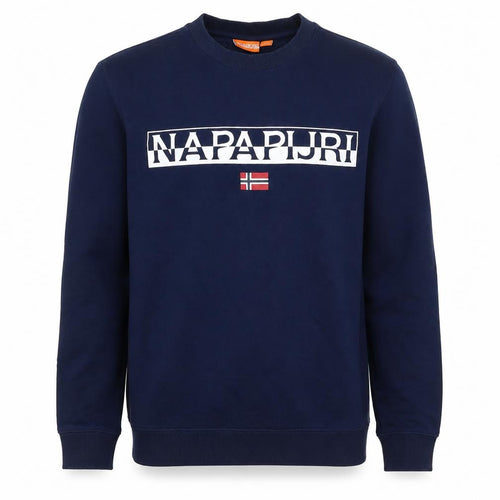 Napapijri Men’s Blue M Logo Flag High Neck Pullover Sweatshirt