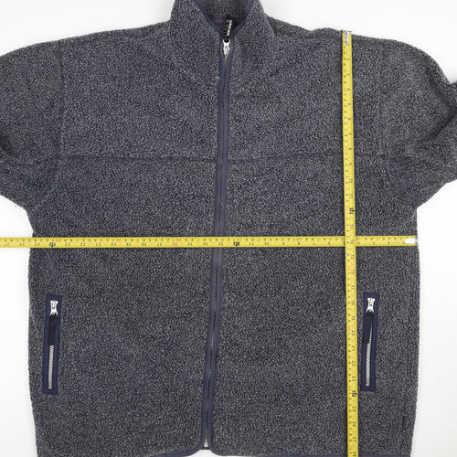 Linea Men’s Grey XL Fleece Full Zip Stand-Up Collar Jacket