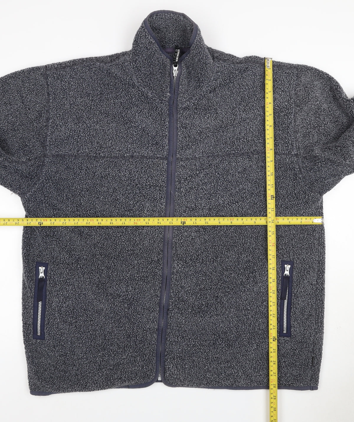 Linea Men’s Grey XL Fleece Full Zip Stand-Up Collar Jacket