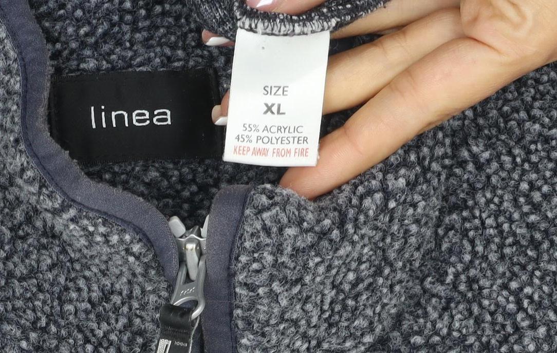 Linea Men’s Grey XL Fleece Full Zip Stand-Up Collar Jacket