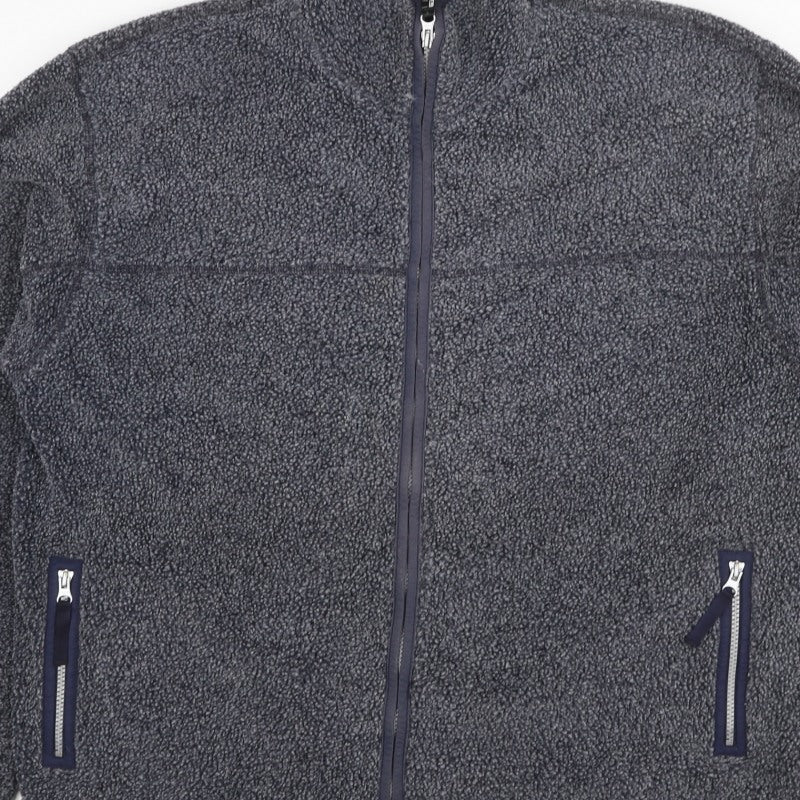 Linea Men’s Grey XL Fleece Full Zip Stand-Up Collar Jacket