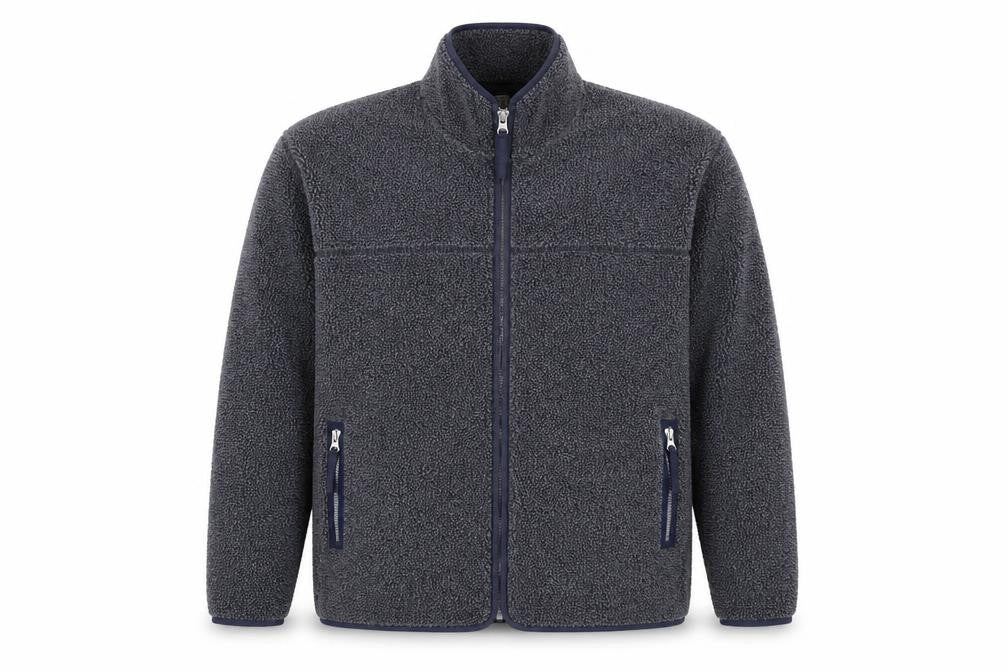 Linea Men’s Grey XL Fleece Full Zip Stand-Up Collar Jacket
