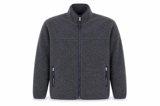 Linea Men’s Grey XL Fleece Full Zip Stand-Up Collar Jacket