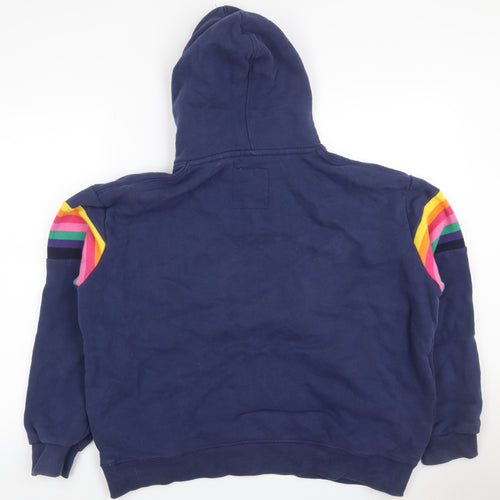 Superdry Women’s Blue UK 16 Rainbow Stripe Logo Pullover Hoodie