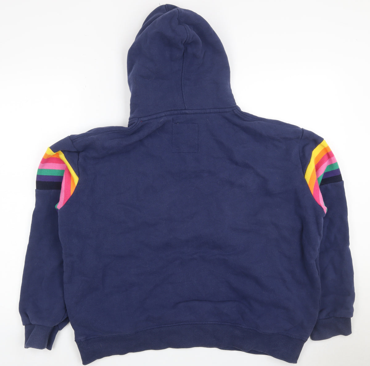 Superdry Women’s Blue UK 16 Rainbow Stripe Logo Pullover Hoodie