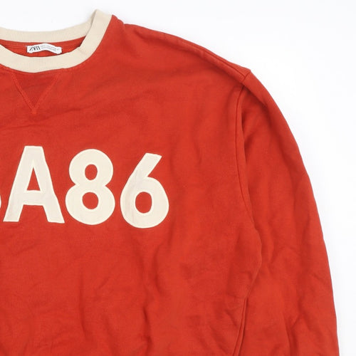 Zara Women Red USA 86 Logo Pullover Sweatshirt L