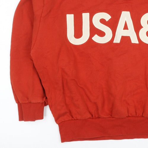 Zara Women Red USA 86 Logo Pullover Sweatshirt L