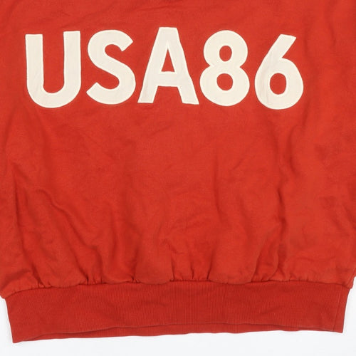 Zara Women Red USA 86 Logo Pullover Sweatshirt L