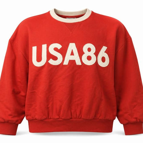 Zara Women Red USA 86 Logo Pullover Sweatshirt L