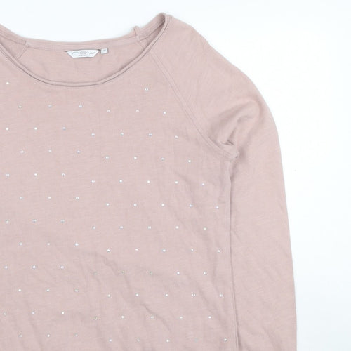 One Look Women’s Pink UK 12 Rhinestone Pullover Sweatshirt