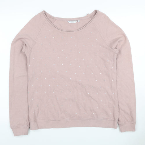 One Look Women’s Pink UK 12 Rhinestone Pullover Sweatshirt