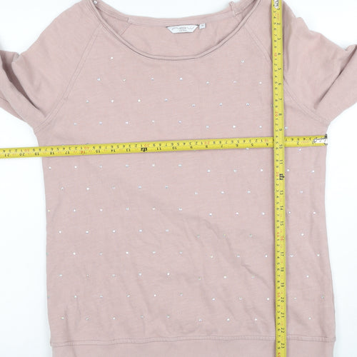 One Look Women’s Pink UK 12 Rhinestone Pullover Sweatshirt