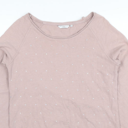 One Look Women’s Pink UK 12 Rhinestone Pullover Sweatshirt