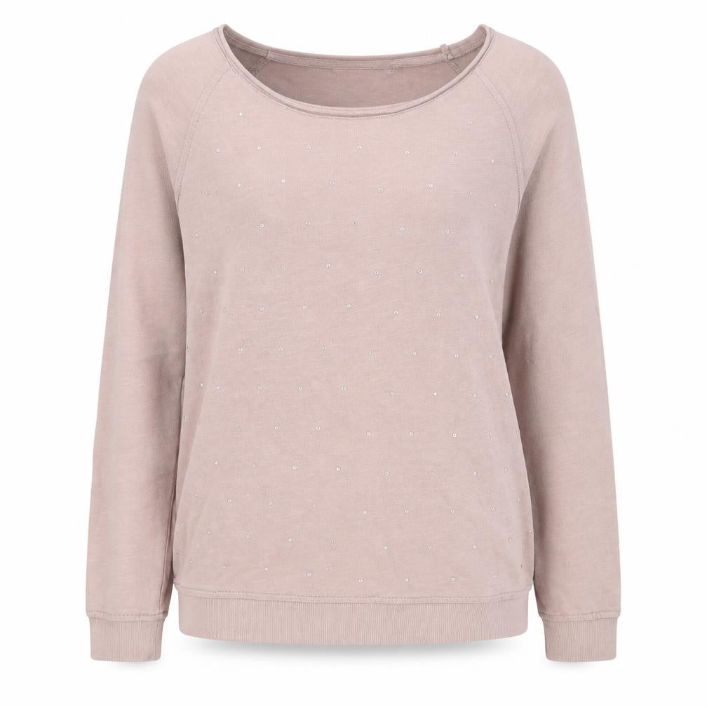 One Look Women’s Pink UK 12 Rhinestone Pullover Sweatshirt