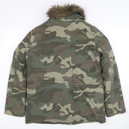 Topshop Petite Women’s Green UK 8 Camouflage Military Faux Fur Jacket