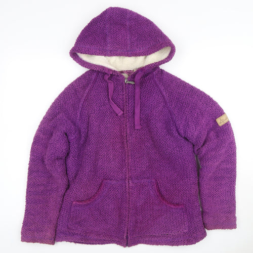 Weird Fish Women’s Purple Hooded Fleece Jacket Size M Full Zip