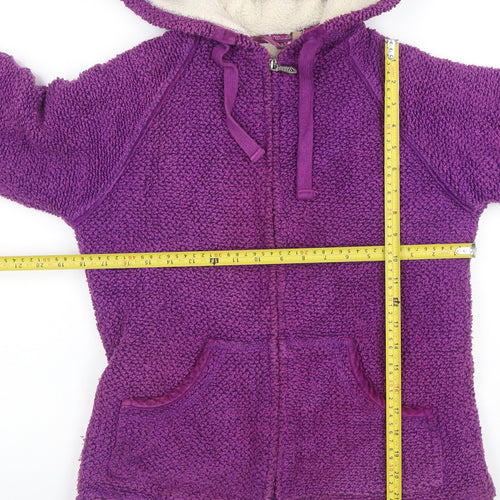 Weird Fish Women’s Purple Hooded Fleece Jacket Size M Full Zip