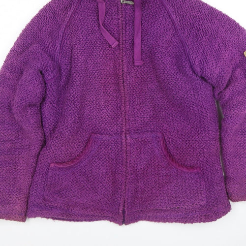 Weird Fish Women’s Purple Hooded Fleece Jacket Size M Full Zip