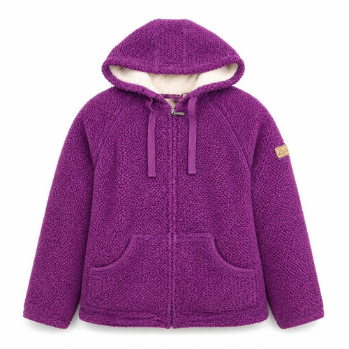 Weird Fish Women’s Purple Hooded Fleece Jacket Size M Full Zip