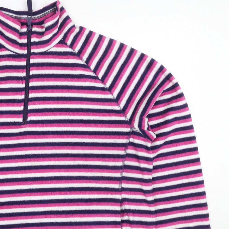 Marks and Spencer Women’s Multicoloured UK 20 Striped 1/4 Zip Fleece Sweatshirt