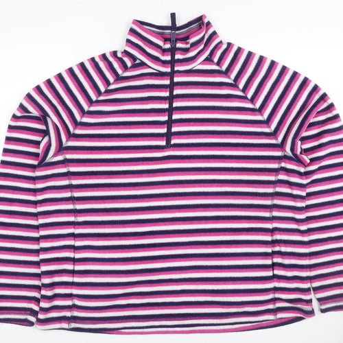 Marks and Spencer Women’s Multicoloured UK 20 Striped 1/4 Zip Fleece Sweatshirt