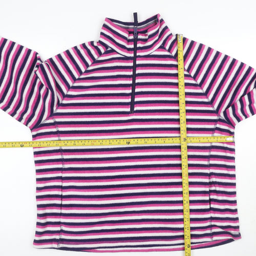 Marks and Spencer Women’s Multicoloured UK 20 Striped 1/4 Zip Fleece Sweatshirt