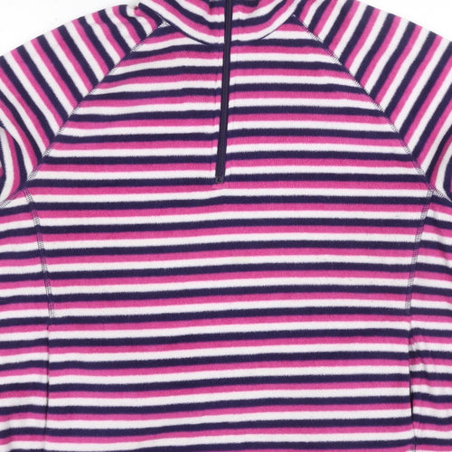 Marks and Spencer Women’s Multicoloured UK 20 Striped 1/4 Zip Fleece Sweatshirt