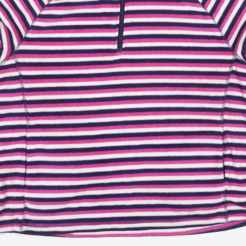 Marks and Spencer Women’s Multicoloured UK 20 Striped 1/4 Zip Fleece Sweatshirt