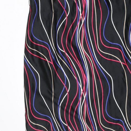 Marks & Spencer Women Black Multicolour UK 14 Shift Dress Wavy Stripe Zip