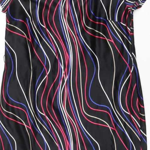 Marks & Spencer Women Black Multicolour UK 14 Shift Dress Wavy Stripe Zip
