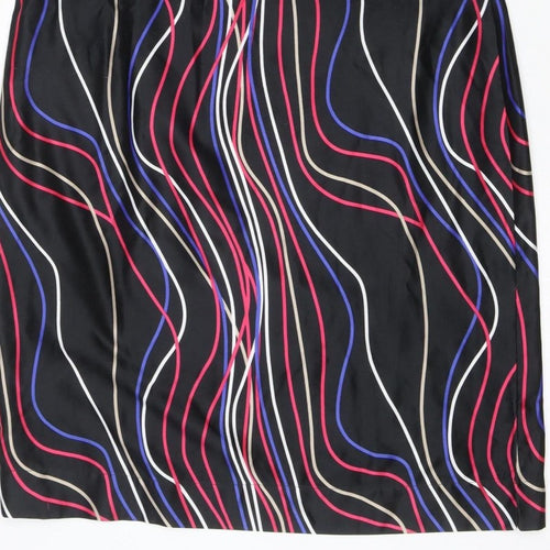 Marks & Spencer Women Black Multicolour UK 14 Shift Dress Wavy Stripe Zip
