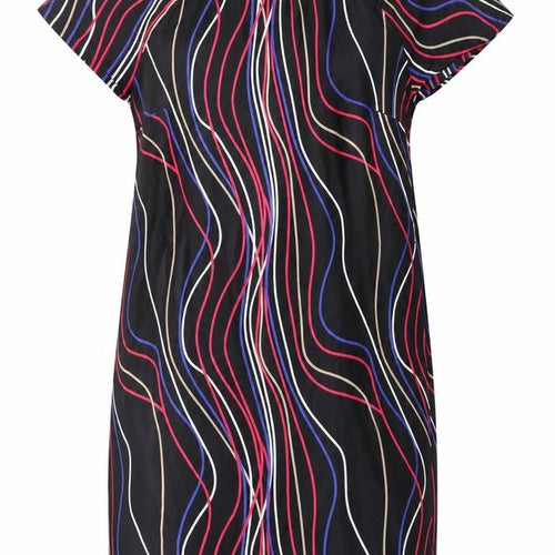 Marks & Spencer Women Black Multicolour UK 14 Shift Dress Wavy Stripe Zip